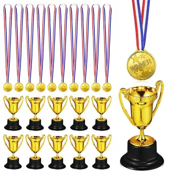 1 Комплект Трофеев Награды Кубки для трофеев Набор медалей для трофеев Пластиковые кубки для трофеев Пластиковые кубки для наград Конкурсные принадлежности