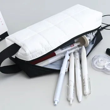 1 шт. сумка для ручек большой емкости Черно-белого цвета, многофункциональная сумка для ручек, канцелярские принадлежности для студентов, Минималистичная коробка для ручек