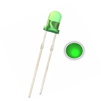 100ШТ 3 мм Зеленый Рассеянный Светодиодный DIP-2 С Круглой Головкой Постоянного Тока 3 В 20 мА Ультра Яркий Свет Лампы Бусины