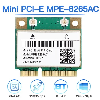 1200 Мбит/с Двухдиапазонная 2,4 G 5 ГГц 8265AC Беспроводная МИНИ-карта PCI-E WIFI Для Bluetooth 4,2 MU-MIMO Windows 7/8/10 802.11AC Для ноутбука
