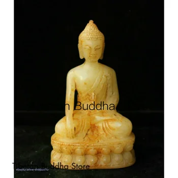 13 см Фарфоровая статуя Будды ручной работы из натурального Старого Нефрита AIQ9