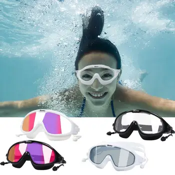 2022 Стильные очки для плавания в большой оправе для взрослых HD с защитой от запотевания, очки для плавания с защитой от запотевания от ультрафиолета Для взрослых мужчин, женщин и детей