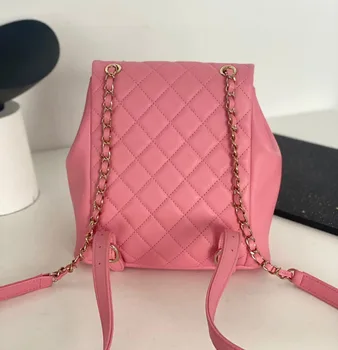 2023 Роскошный дизайнерский женский рюкзак клетчатая кожаная сумка мини сумка на цепочке блоггер тот же студенческий рюкзак