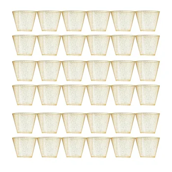 36 Золотых пластиковых стаканчиков Одноразовые Стаканчики для воды Золотой порошок 90 унций Стаканчик для сока Десертный стаканчик для мусса