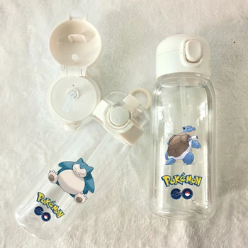 400/600 мл Pokemon Snorlax Прозрачная Пластиковая Бутылка Для Воды Blastoise Dragonite Бутылка Для Воды Простой Сквиртл Милая Бутылка Для Питья