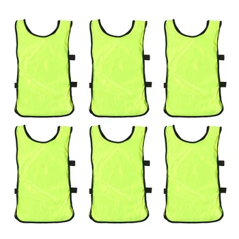 6шт Флуоресцентный Зеленый футбольный жилет, детский дышащий тренировочный жилет Pinnies, футбольный тренировочный жилет, одежда для ребенка