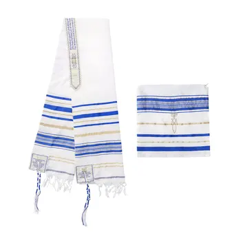 BRTAGG Новозаветный мессианский молитвенный платок Tallit с сумкой (180 x 55 см, синий)