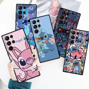 Disney Art Stitch Angel Cool Для Samsung Galaxy S23 S22 S21 S20 FE S10 S10E S9 Plus Ultra Pro Lite 5G Черный Чехол Для Телефона