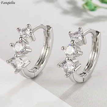 Fanqieliu серебряная игла 925 пробы, женские высококачественные модные ювелирные изделия, серьги-кольца с кристаллами циркона, новые FQL23626