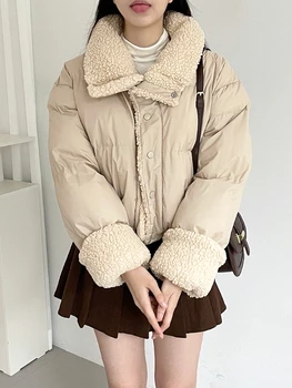 Fitaylor Осень-зима Женское хлопчатобумажное пальто из овечьей шерсти в стиле пэчворк, повседневная женская куртка с лацканами, толстая теплая куртка
