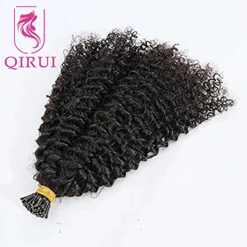 I Tip Наращивание человеческих волос Кудрявые микрозаймы для наращивания волос натурального цвета для чернокожих женщин 100 прядей / комплект
