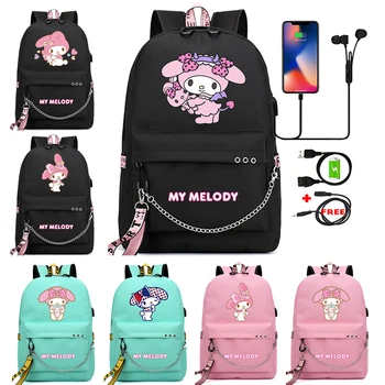 Kawaii Sanrio My Melody Студенческий школьный рюкзак для девочек и мальчиков Мультяшный рюкзак для детей в подарок Cinnamoroll Kuromi Back To School Backpack