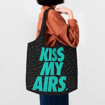 Kiss My Airs Сумки Для покупок С продуктами и принтом Kawaii, Холщовая Сумка-Тоут Для покупок, Вместительная Прочная Сумка Для Фотосъемки