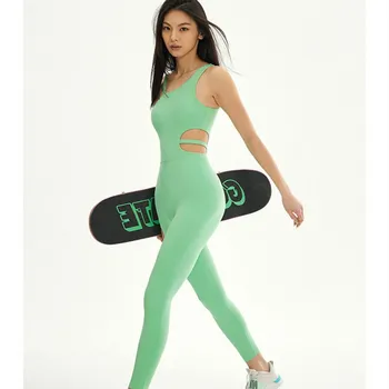Taobo 2023, новая спортивная одежда для занятий йогой, сексуальная, с красивой спиной, однотонная, цельная, облегающая бедра, быстросохнущий дышащий комплект для занятий йогой