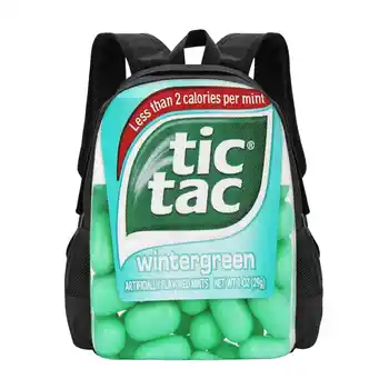 Tictac Wintergreen Дизайн Рюкзака с 3D Принтом, Студенческая сумка, Tictac Wintergreen, Милая Конфета Onrange Payutrus, Графика Tic Tac Time