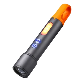 USB перезаряжаемый фонарик, масштабируемый светодиодный фонарик с боковой подсветкой COB, прожектор для наружного освещения.