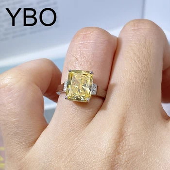 YBO Fashion Розовые Синие Желтые Обручальные кольца с высокоуглеродистым бриллиантом CZ Для женщин Ювелирные изделия из стерлингового серебра 925 пробы Роскошные Свадебные Подарки