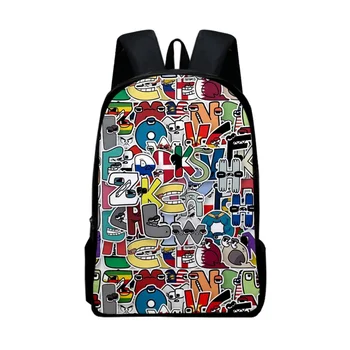 Аниме Мультфильм с алфавитным принтом Для студентов, школьный рюкзак для мальчиков и девочек, сумки для ежедневников, рюкзак для ноутбука, Женский Мужской повседневный рюкзак на плечо