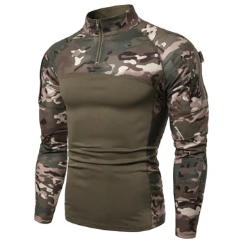 Армейские боевые футболки, мужская военная форма с длинным рукавом, Камуфляжная мужская футболка, хлопковые футболки для тактической охоты, страйкбола.