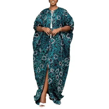 Африканские платья больших размеров для женщин, элегантный мусульманский Бубу Дашики с V-образным вырезом, традиционная африканская одежда, наряды Анкары, вечернее платье