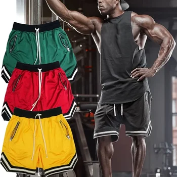 Баскетбольные шорты Мужские сетчатые спортивные спортивные шорты Летние баскетбольные шорты для фитнеса и бега Свободные тренировочные брюки Спортивные брюки