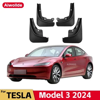 Брызговики Для Tesla Модель 3 2023 2024 Model3 Брызговики Брызговики Передние Задние Колеса Крыло Автомобильные Аксессуары 4шт