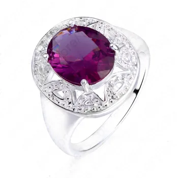 Винтажный высококачественный Круглый фиолетовый дизайн, блестящий CZ Кристалл, Модный подарок женщине на годовщину, Открывающее кольцо из стерлингового серебра 925 пробы