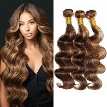 Выделите пучки человеческих волос бразильской объемной волны 28 дюймов, 100% натуральные бразильские пучки человеческих волос для женщин цвета рояля