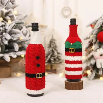 Вязаный рукав для бутылки вина Праздничные Вязаные вручную чехлы для бутылок вина Пояс Санта Клауса Дизайн эльфов для рождественского шампанского Пива