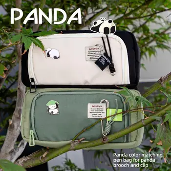 Двухслойный пенал Panda большой емкости, простая сумка для ручек с сердечками для девочек, милый канцелярский пенал, призовой подарок
