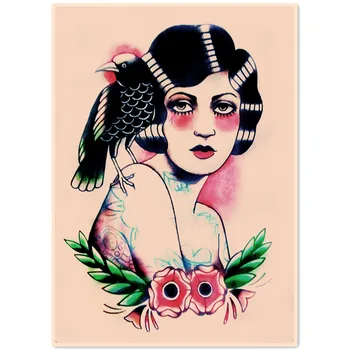 Девочка-ворона. Рисунки с татуировками, винтажные постеры и принты из фильмов, настенная живопись, декор для спальни, гостиной, настенные наклейки