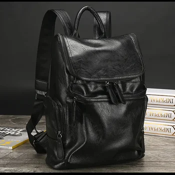 Деловой мужской рюкзак из искусственной кожи в корейском стиле, повседневная мужская сумка для ноутбука большой емкости, школьная для мальчиков
