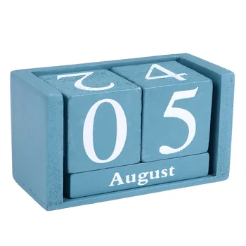 Деревянные Кубики Вечного календаря Испанский 2024 Год Украшение рабочего стола Домашнего офиса Винтажное