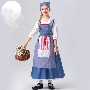 Детское платье горничной в стиле фермы, костюм горничной-дворецкой для драматического представления на сцене