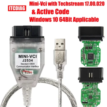 Диагностический Кабель Techstream V17.00.020 MINI VCI MINIVCI J2534 OBD2 Для Toyota С Программным обеспечением Link и Активным кодом Win10 64bit Tis
