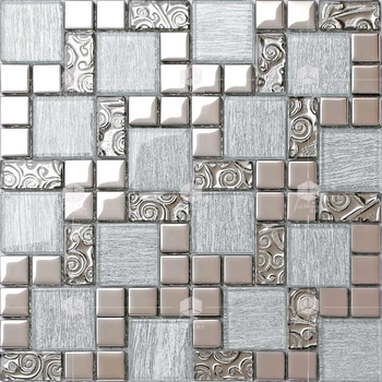 Европейская мозаика из серебристого шелка и гальванического стекла, фоновая стена для гостиной, дверная рама, настенная плитка для домашнего декора.