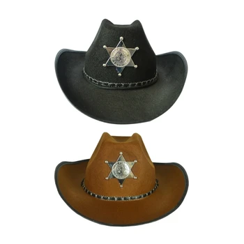 Женская винтажная ковбойская шляпа со значком Звезды, реквизит для фотосессии для кемпинга для подростков