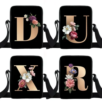 Женская сумка-мессенджер с цветочным алфавитом от A до Z, сумки с 26 начальными буквами, сумка для подружек невесты, свадебные сумки через плечо, подарок