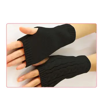 Женские варежки для девочек, зимние унисекс, теплые для рук, до локтя, вязаные перчатки без пальцев