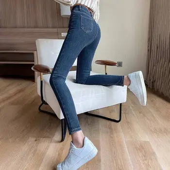 Женские джинсовые брюки-карандаш, сексуальные обтягивающие джинсы для персиковых брюк, офисные женские брюки с высокой талией, женские T33