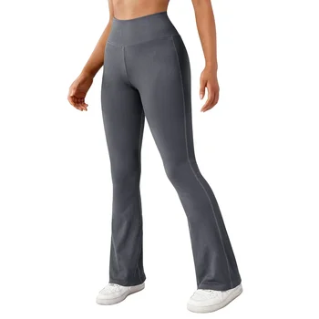 Женские спортивные штаны для йоги в рубчик с высокой посадкой для работы, бесшовные леггинсы для бега, расклешенные брюки на талии