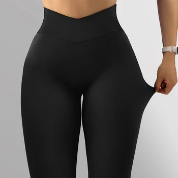 Женские штаны для йоги с V-образным вырезом сзади, леггинсы для йоги с карманом, леггинсы для тренировок в спортзале, сексуальная активная одежда, Спортивные леггинсы