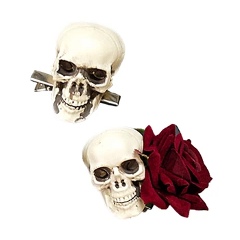 Жуткая заколка в виде черепа на Хэллоуин, Заколка в виде Черепа и розы, Боковые зажимы в стиле ЛолитаСтайл, Прямая доставка