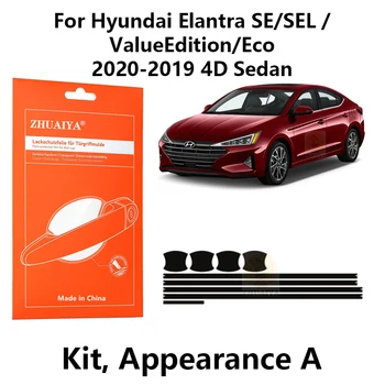 Защитная Пленка Для Дверных Краев ZHUAIYA, Защитная Пленка Для Дверных Ручек TPU PPF Для Hyundai Elantra SE/SELValueEdition/Eco 2020-2019 4D