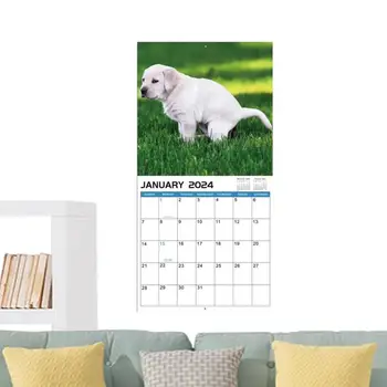 Календарь какашек собак на 2024 год Собаки Какают в красивых местах Настенный календарь с января 2024 по декабрь 2024 года Забавный Календарь для собак Прикол