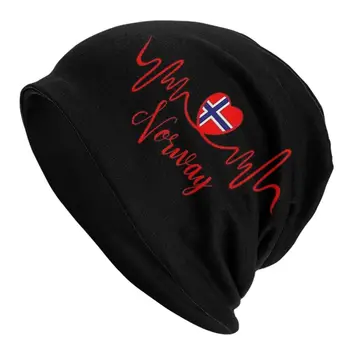 Кепка с флагом Норвегии в виде Сердца, Готическая Осенне-зимняя Уличная шапочка с черепами, весенние теплые Вязаные шапки с термоэластичной подкладкой