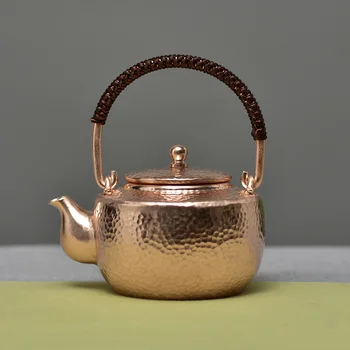 Кипящий Чайник ручной работы, 450 мл, Чистый Медный Чайник, Подъемная Балка, Медный Чайник для заварки чая Кунг-фу, Чайный набор для заваривания чая