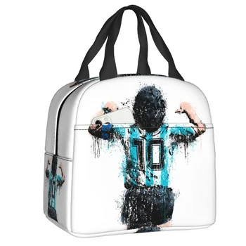 Классическая футбольная термоизолированная сумка для ланча Argentina Soccer Legend 10 Lunch Tote для работы, учебы и путешествий, многофункциональная коробка для еды