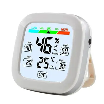 Комнатный термометр Цифровой монитор комнатной температуры с подсветкой, датчик температуры в помещении с дисплеем температуры и влажности для