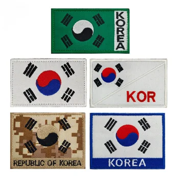 Корейский флаг, ткань для тактической вышивки, рисунок Тайчи, дизайн значка с крючком и петлей, легко разбираемый, декоративные аксессуары своими руками